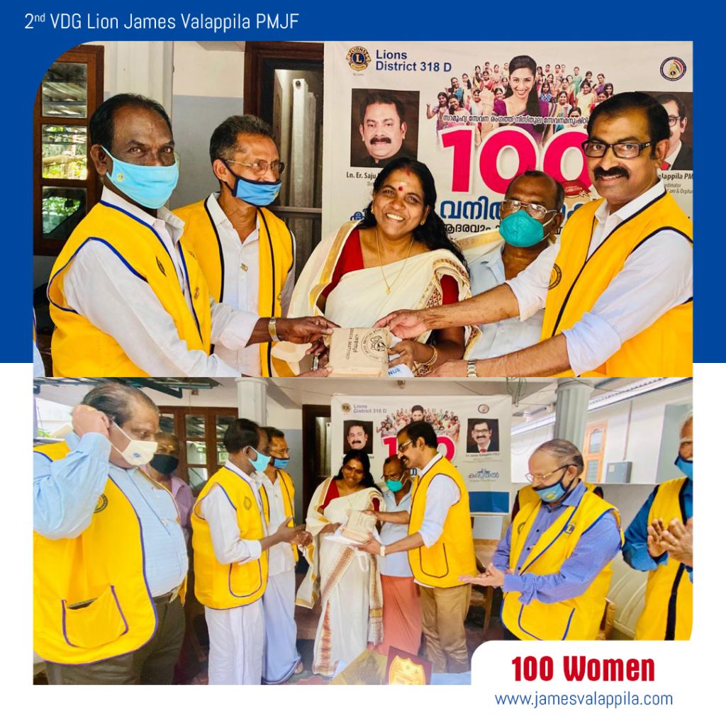 Photo of Lion James Valappila PMJF at Lions Club Honoring 100 Women as a part of the Karuthal project.
Lions Club India, Lions Club International, Lion Club Kerala.Featured by www.jamesvalappila.com and authored by Lion James Valappila PMJF