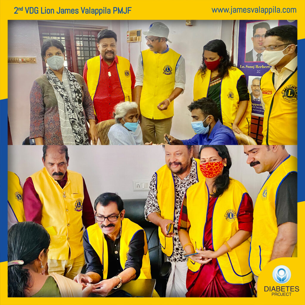 Diabetes detection camp conducted by Lions Club of Trichur Ayyanthole at Accurate Lab under the leadership of Lions 1st VDG Lion James Valappila PMJF.Lions club project,
Lions Club India, Lions Club International, Lion Club Kerala.Featured by www.jamesvalappila.com and authored by Lion James Valappila PMJF