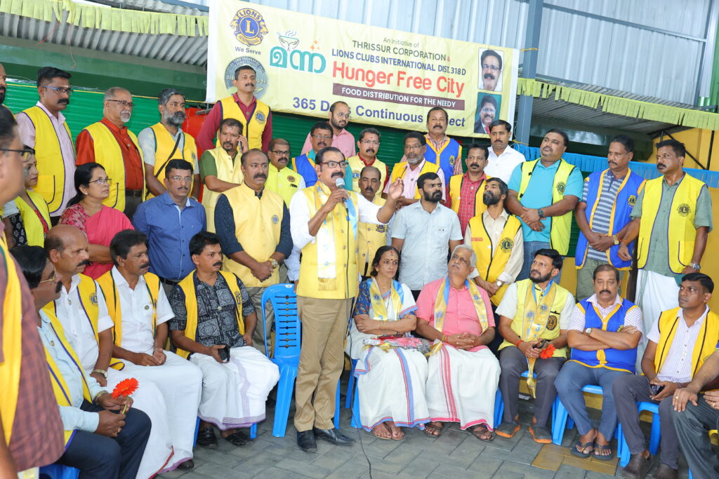 Image of The Lions Club of Thrichur celebrates the 100Days of Manna Hunger Free City, led by Lion James Valappila PMJF, exemplifying the commitment of Lions District 318D. This milestone underscores their dedication to the Lions Hunger Project, playing a pivotal role in the Relieving Hunger Project Kerala within Lions Club Kerala's broader Activities Project initiatives.Lion Club Kerala.Featured by www.jamesvalappila.com and authored by Lion James Valappila PMJF Hunger Project Lions Lions Hunger Project District 318D Hunger Project Kerala Hunger Projects Lions Relieving Hunger Project Kerala
