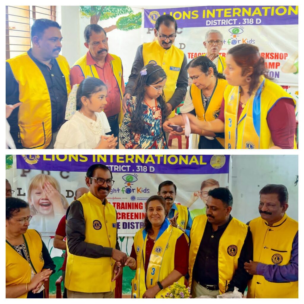 A photo of Lions Spectacle distribution conducted at the Lions Teachers Training workshop as part of Lions Sight For Kids, a Lions Vision Project under the leadership of Lion James Valappila PMJF.Lions club project,
Lions Club India, Lions Club International, Lion Club Kerala.Featured by www.jamesvalappila.com and authored by Lion James Valappila PMJF