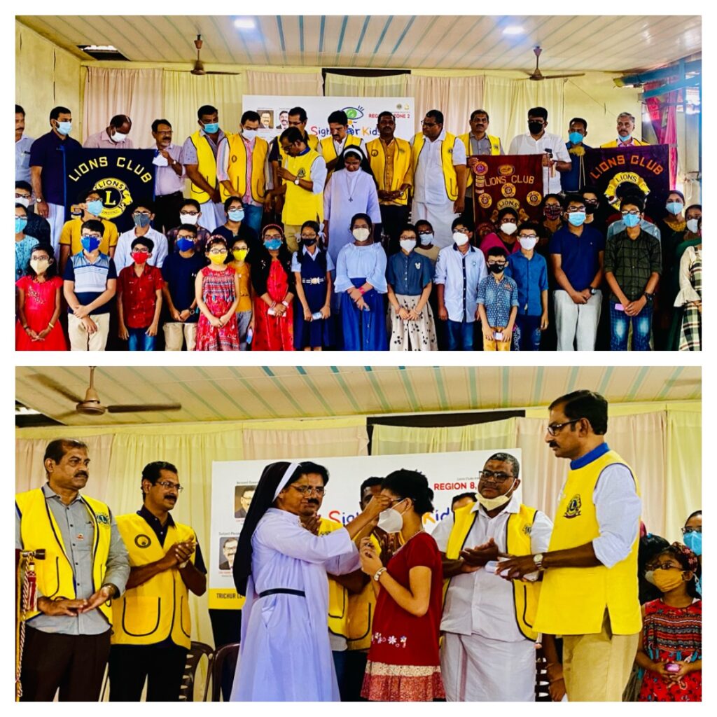 Photo of Spectacle Distribution by Lions Sight For Kids project, a part of the Lions Vision Project.Lions club project,
Lions Club India, Lions Club International, Lion Club Kerala.Featured by www.jamesvalappila.com and authored by Lion James Valappila PMJF