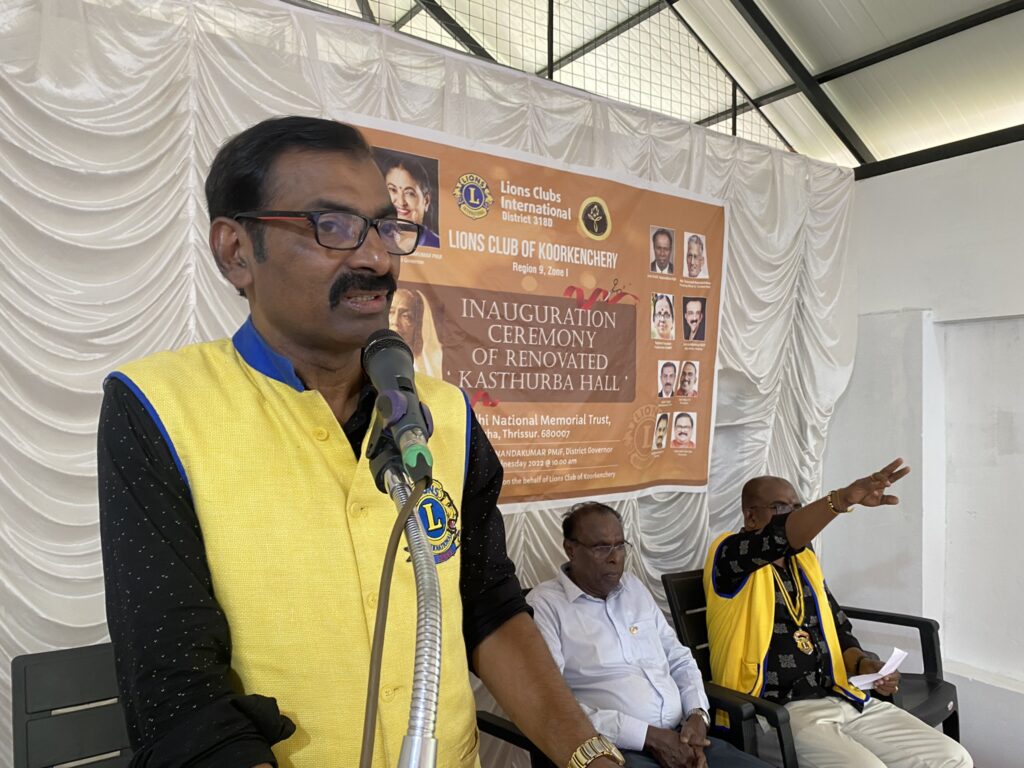 Photo of the inauguration ceremony of the renovated Kasthurba Hall by Lions Club of Koorkenchery.Lions Club India, Lions Club International, Lion Club Kerala.Featured by www.jamesvalappila.com and authored by Lion James Valappila PMJF