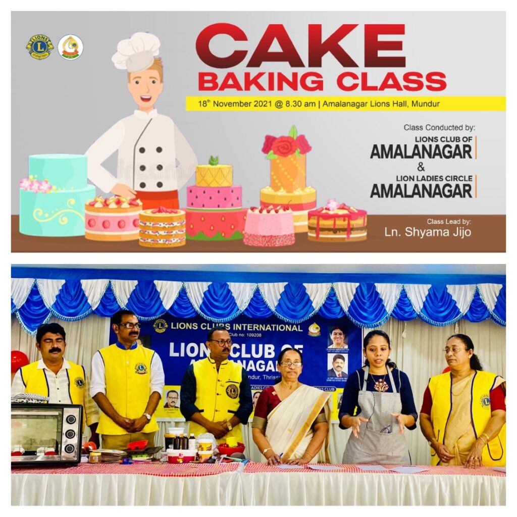 Photo of Lions Cake Baking Class by Lions Club of Amalanagar.Lions Club project,
Lions Club India, Lions Club International, Lion Club Kerala.Featured by www.jamesvalappila.com and authored by Lion James Valappila PMJF