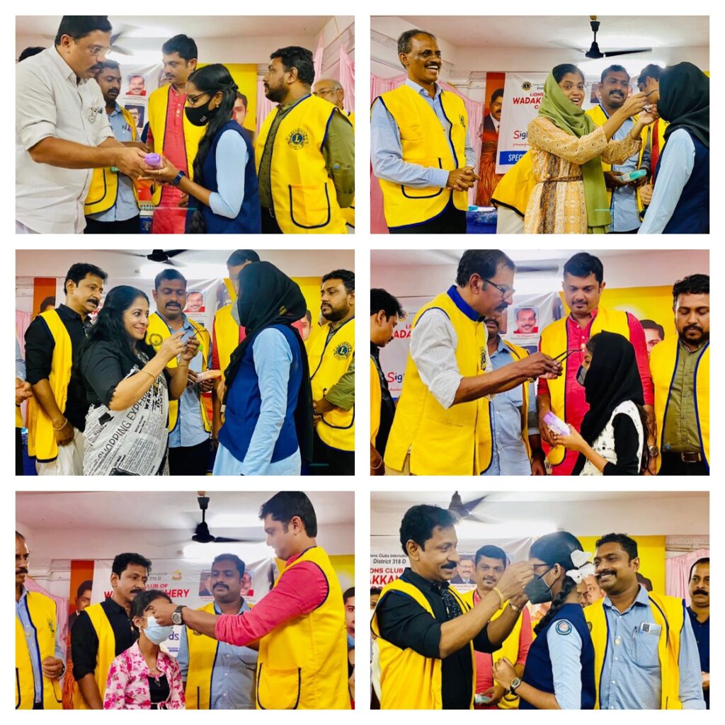 Image of Spectacle distribution event by Lions Sight for Kids at Wadakkanchery Cochin, under Lions Club's Vision Projects,by Lions Club of Wadakkanchery Cochin District 318D, brings clarity to young eyes. This Lions Vision Club Project offers essential eyewear, empowering children for brighter futures through improved vision.Lion Club Kerala.Featured by www.jamesvalappila.com and authored by Lion James Valappila PMJF
