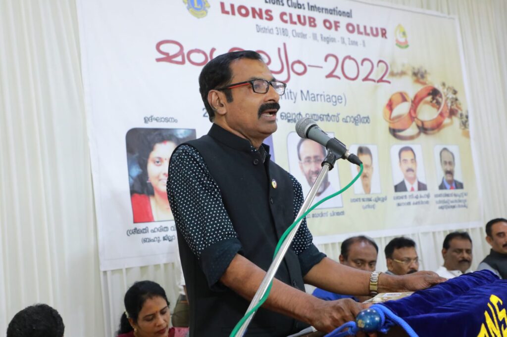Photo of Lions Community Marriage through Lions Mangalyam Project 2022 by Lions Club of Ollur.Lion Club Kerala.Featured by www.jamesvalappila.com and authored by Lion James Valappila PMJF.